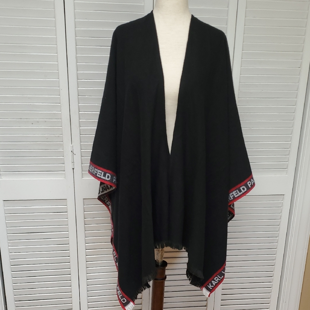 Karl Lagerfeld Black Cape with Red Accents
